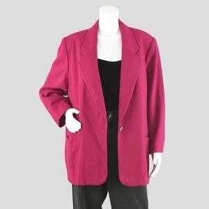 Vintage 80s Pink Wool Blend Blazer Blazer, Requirements Women's Size 18W